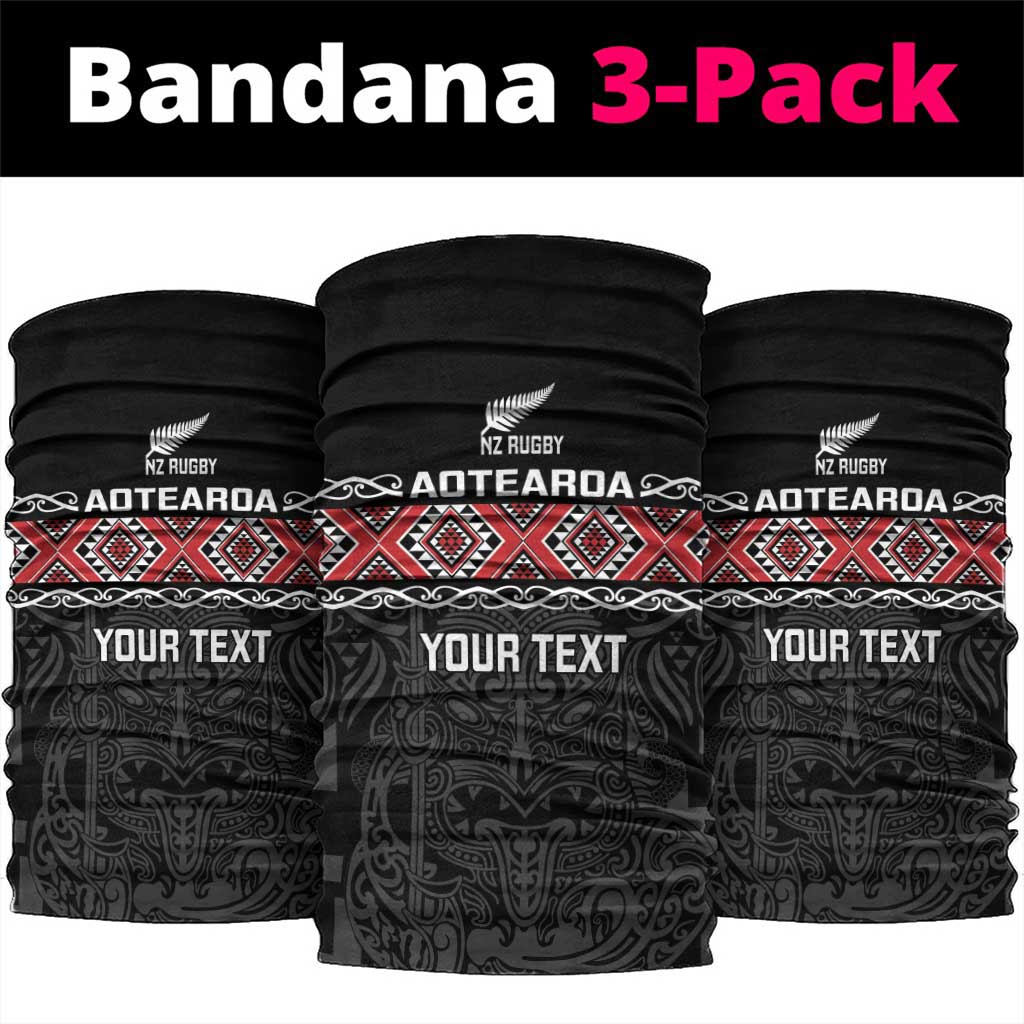 Custom New Zealand Silver Fern Rugby Neck Gaiter All Black Maori Taniko Pattern - Polynesian Pride