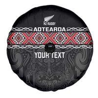 Custom New Zealand Silver Fern Rugby Spare Tire Cover All Black Maori Taniko Pattern
