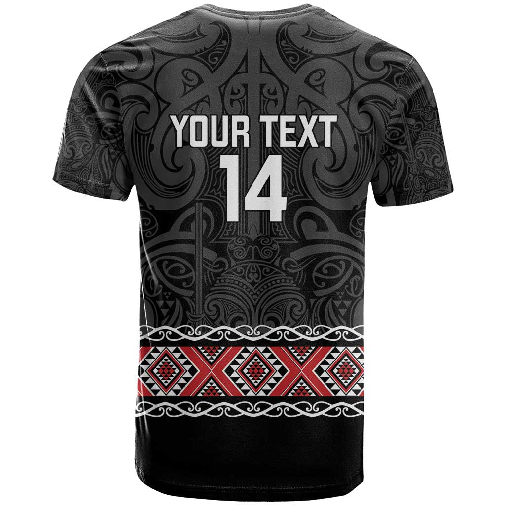 Custom New Zealand Silver Fern Rugby T Shirt All Black Maori Taniko Pattern