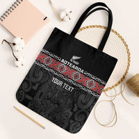 Custom New Zealand Silver Fern Rugby Tote Bag All Black Maori Taniko Pattern - Polynesian Pride