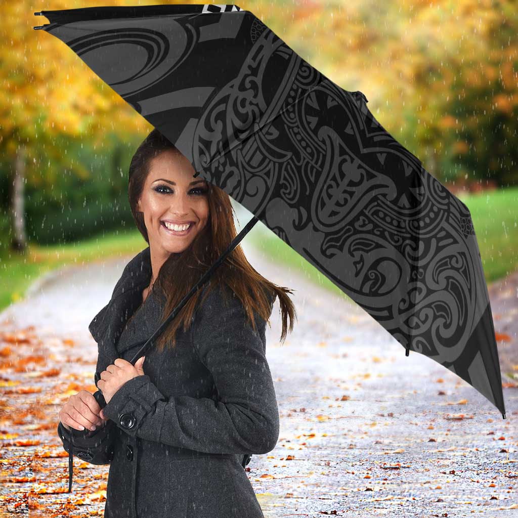 Custom New Zealand Silver Fern Rugby Umbrella All Black Maori Taniko Pattern - Polynesian Pride