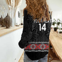 Custom New Zealand Silver Fern Rugby Women Casual Shirt All Black Maori Taniko Pattern LT14 - Polynesian Pride