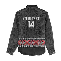 Custom New Zealand Silver Fern Rugby Women Casual Shirt All Black Maori Taniko Pattern LT14 - Polynesian Pride
