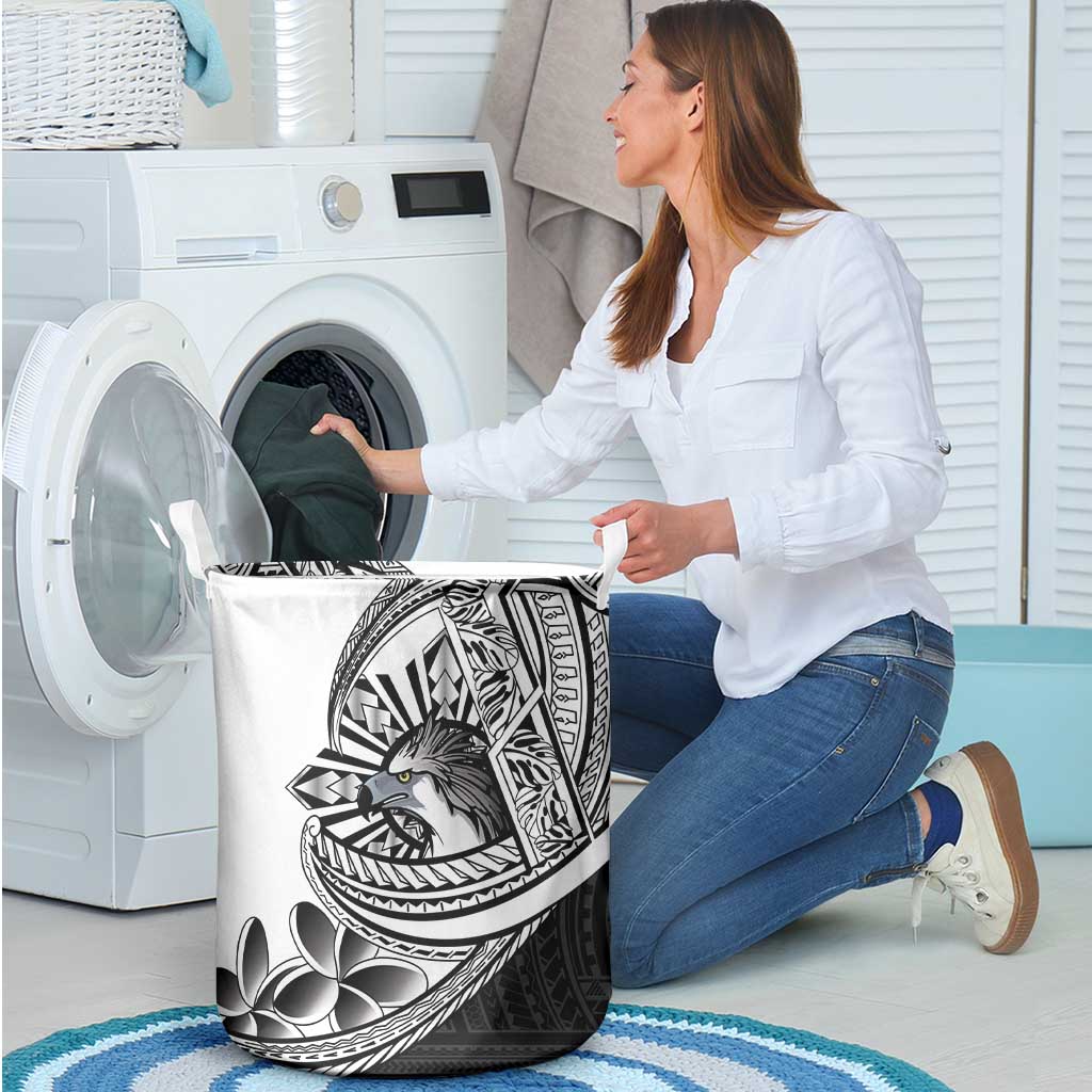 Philippines Eagle Sun Laundry Basket Filipino Agila Polynesian Tattoo Black Color