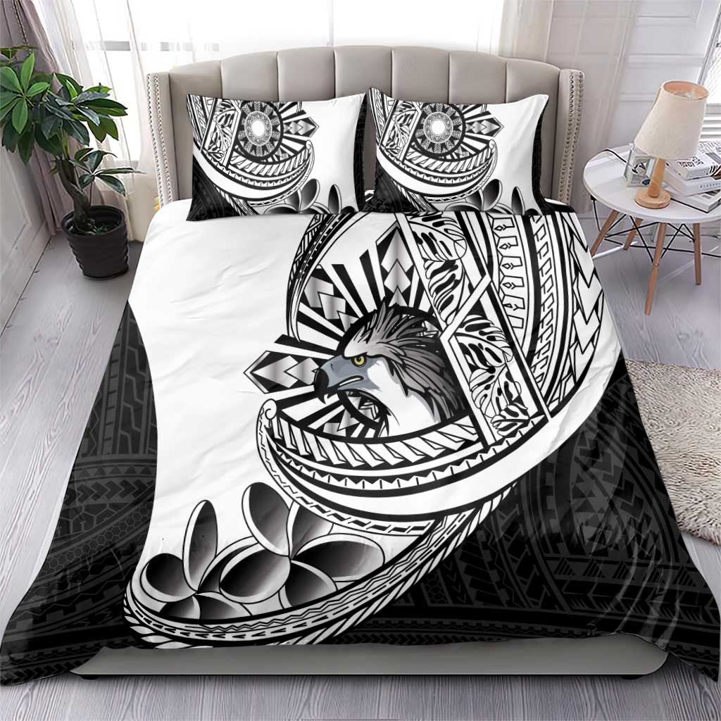 Philippines Eagle Sun Bedding Set Filipino Agila Polynesian Tattoo Black Color