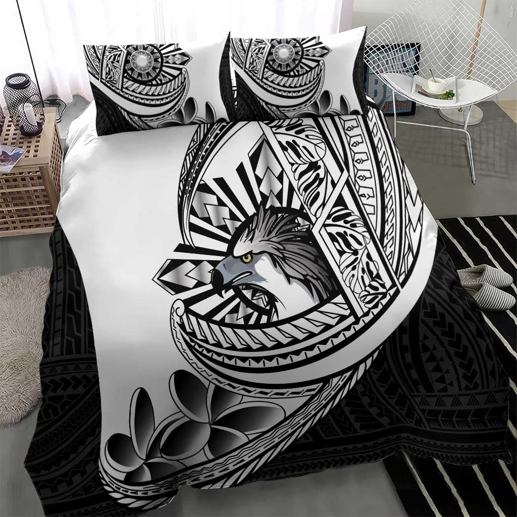 Philippines Eagle Sun Bedding Set Filipino Agila Polynesian Tattoo Black Color