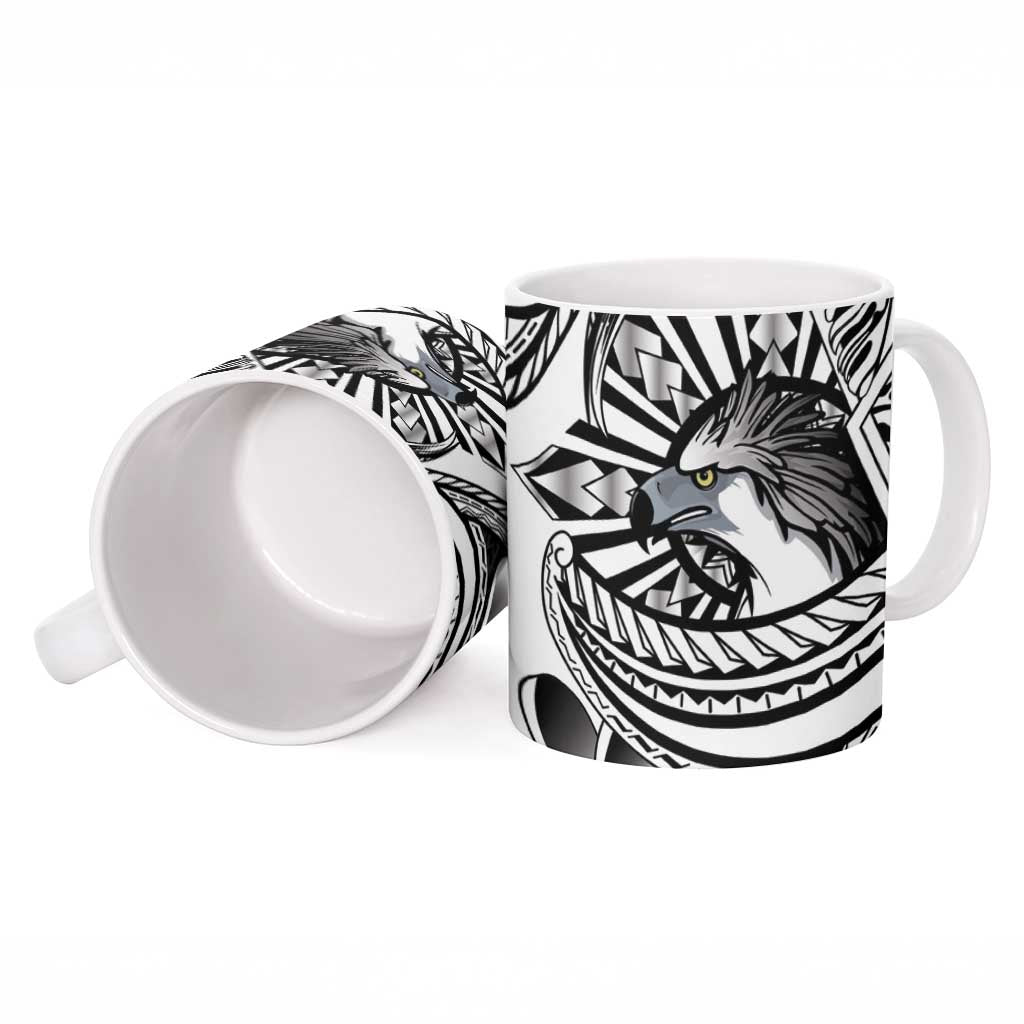 Philippines Eagle Sun Ceramic Mug Filipino Agila Polynesian Tattoo Black Color