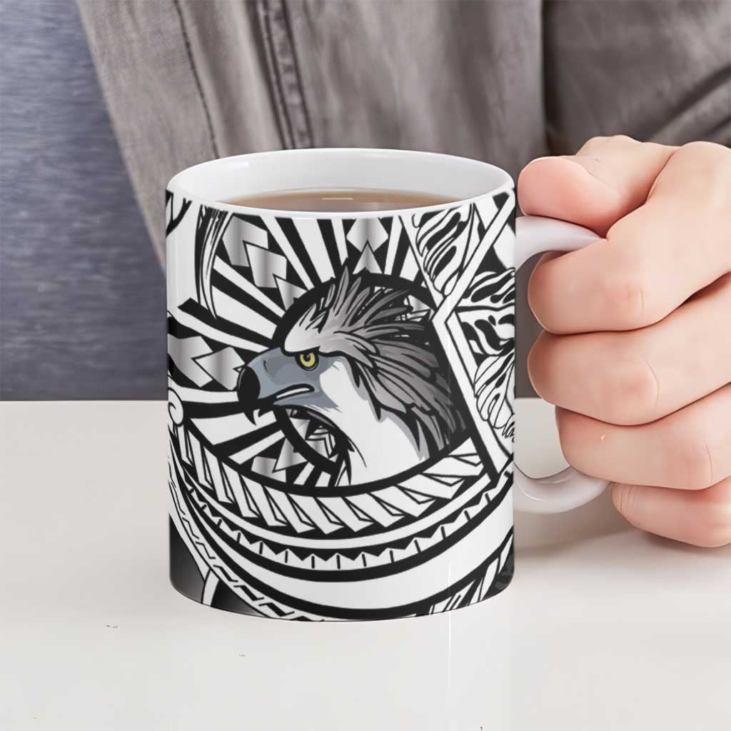 Philippines Eagle Sun Ceramic Mug Filipino Agila Polynesian Tattoo Black Color