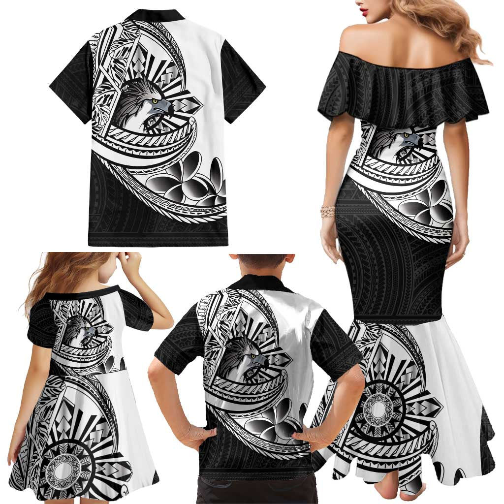 Philippines Eagle Sun Family Matching Mermaid Dress and Hawaiian Shirt Filipino Agila Polynesian Tattoo Black Color LT14 - Polynesian Pride