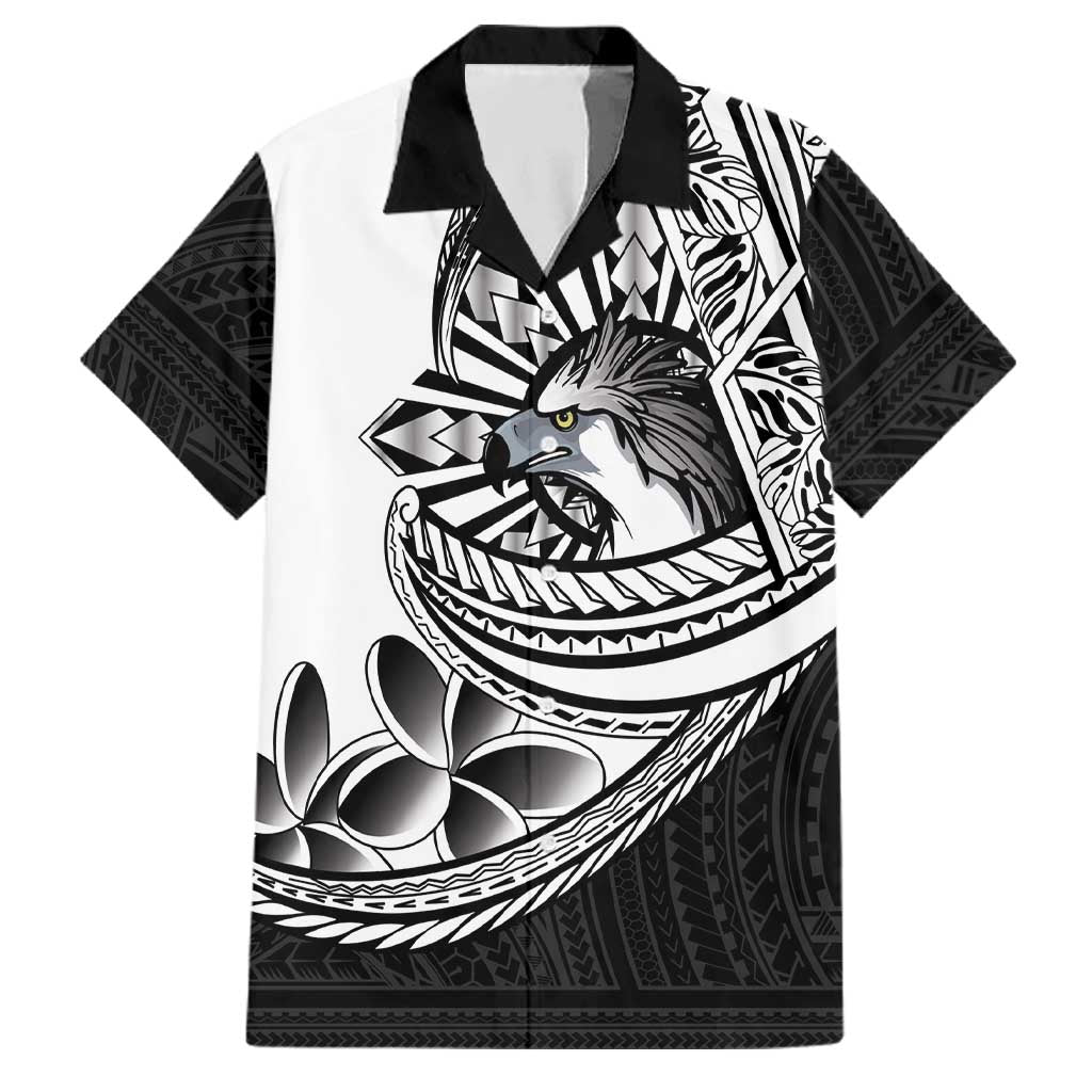 Philippines Eagle Sun Family Matching Off Shoulder Maxi Dress and Hawaiian Shirt Filipino Agila Polynesian Tattoo Black Color