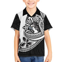 Philippines Eagle Sun Family Matching Off Shoulder Maxi Dress and Hawaiian Shirt Filipino Agila Polynesian Tattoo Black Color