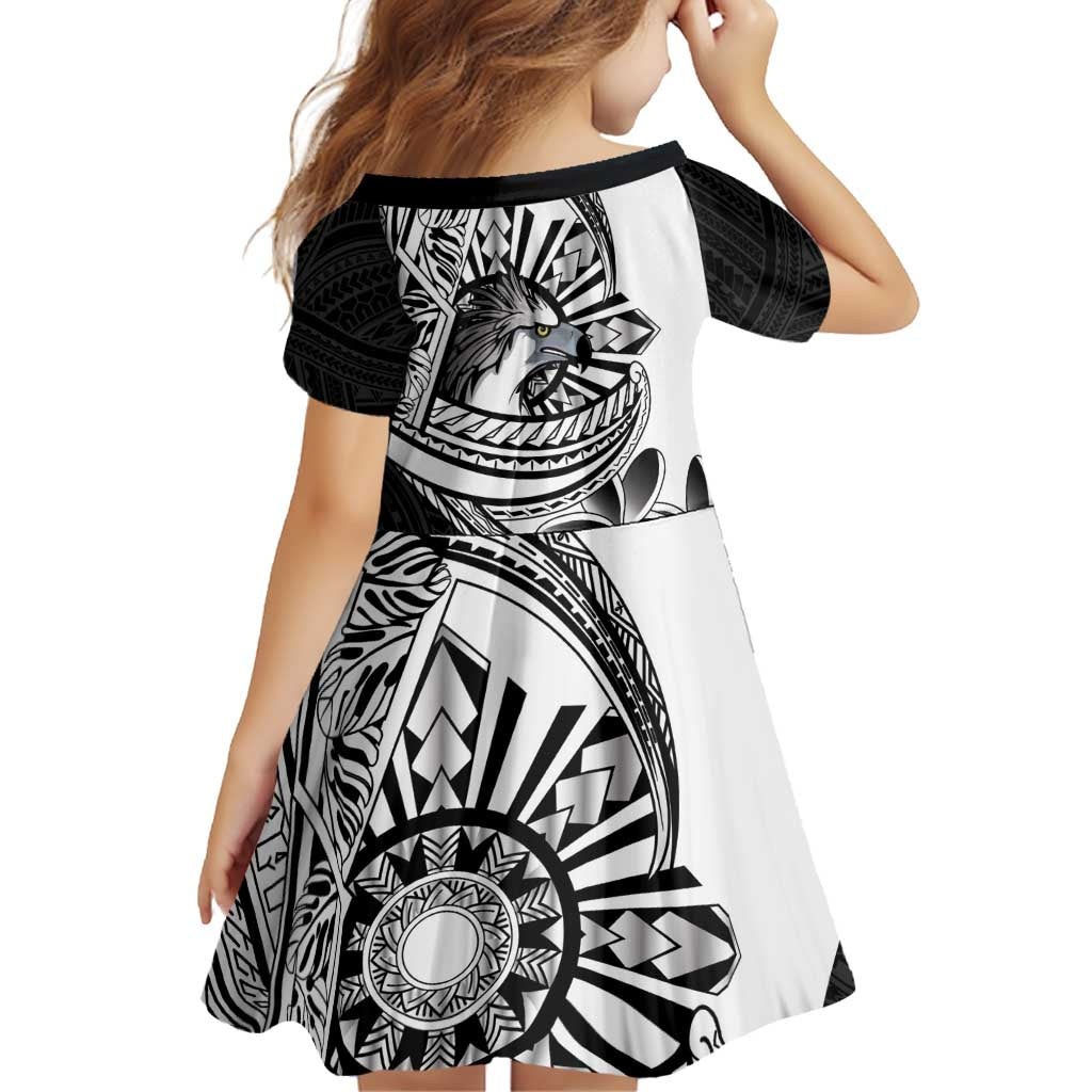 Philippines Eagle Sun Family Matching Summer Maxi Dress and Hawaiian Shirt Filipino Agila Polynesian Tattoo Black Color