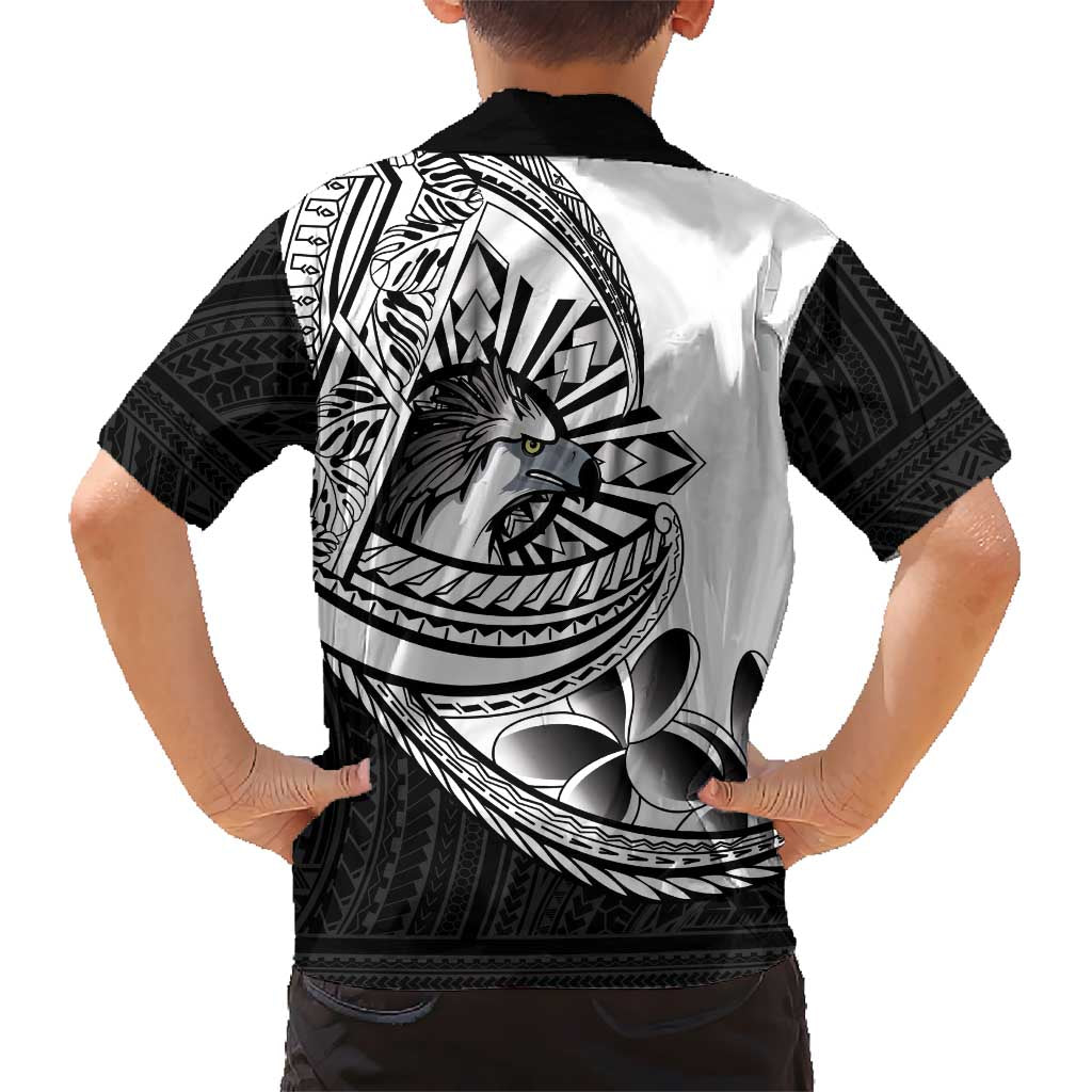 Philippines Eagle Sun Kid Hawaiian Shirt Filipino Agila Polynesian Tattoo Black Color
