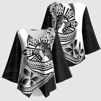 Philippines Eagle Sun Kimono Sleeve Blouse Filipino Agila Polynesian Tattoo Black Color
