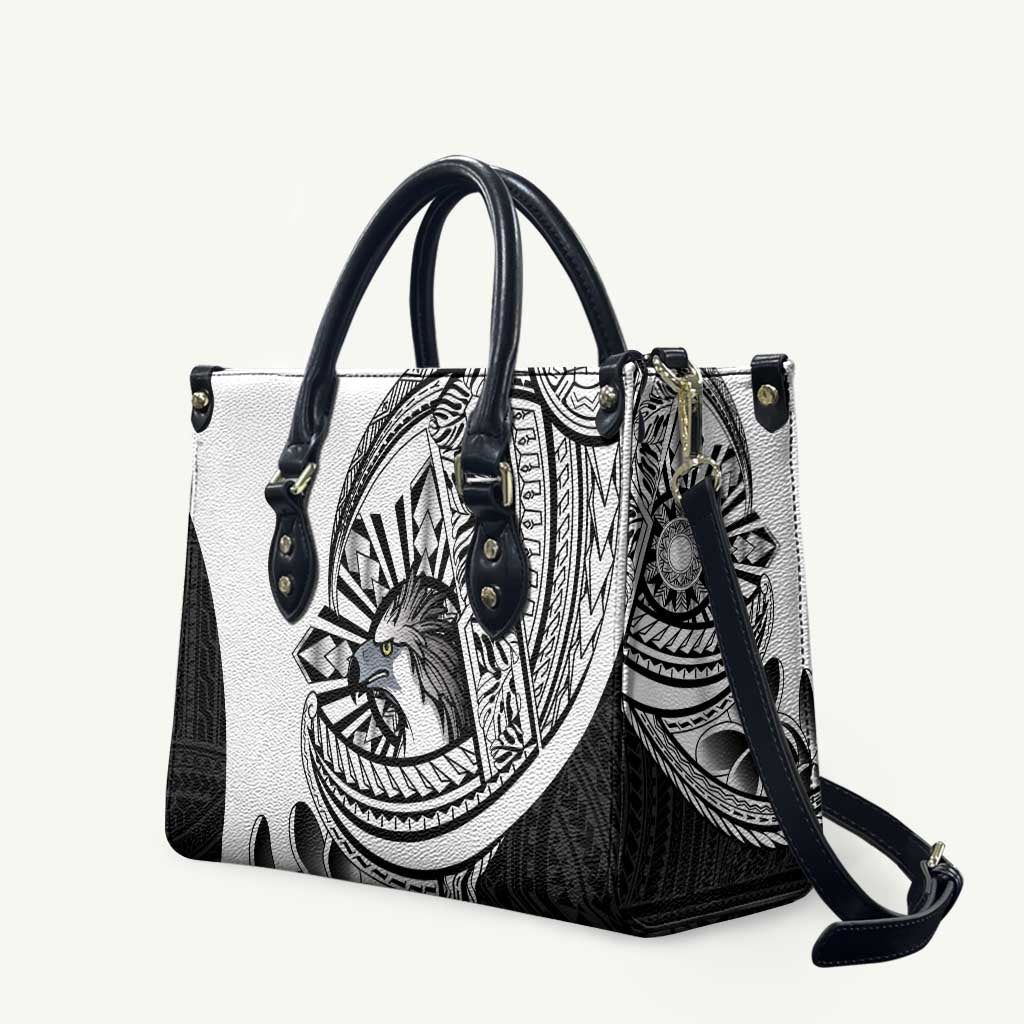 Philippines Eagle Sun Leather Bag Filipino Agila Polynesian Tattoo Black Color