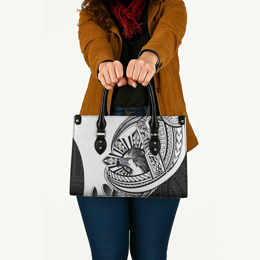 Philippines Eagle Sun Leather Bag Filipino Agila Polynesian Tattoo Black Color
