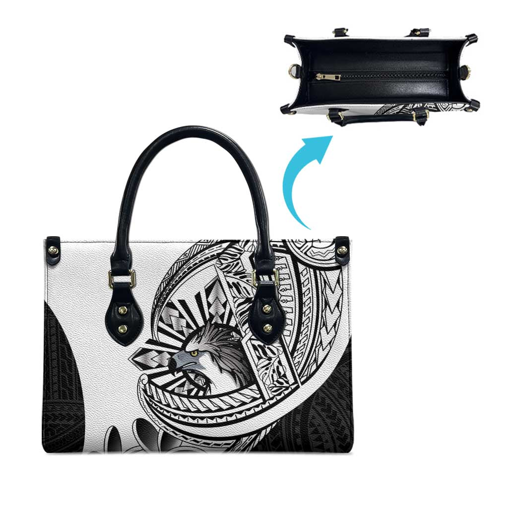 Philippines Eagle Sun Leather Bag Filipino Agila Polynesian Tattoo Black Color