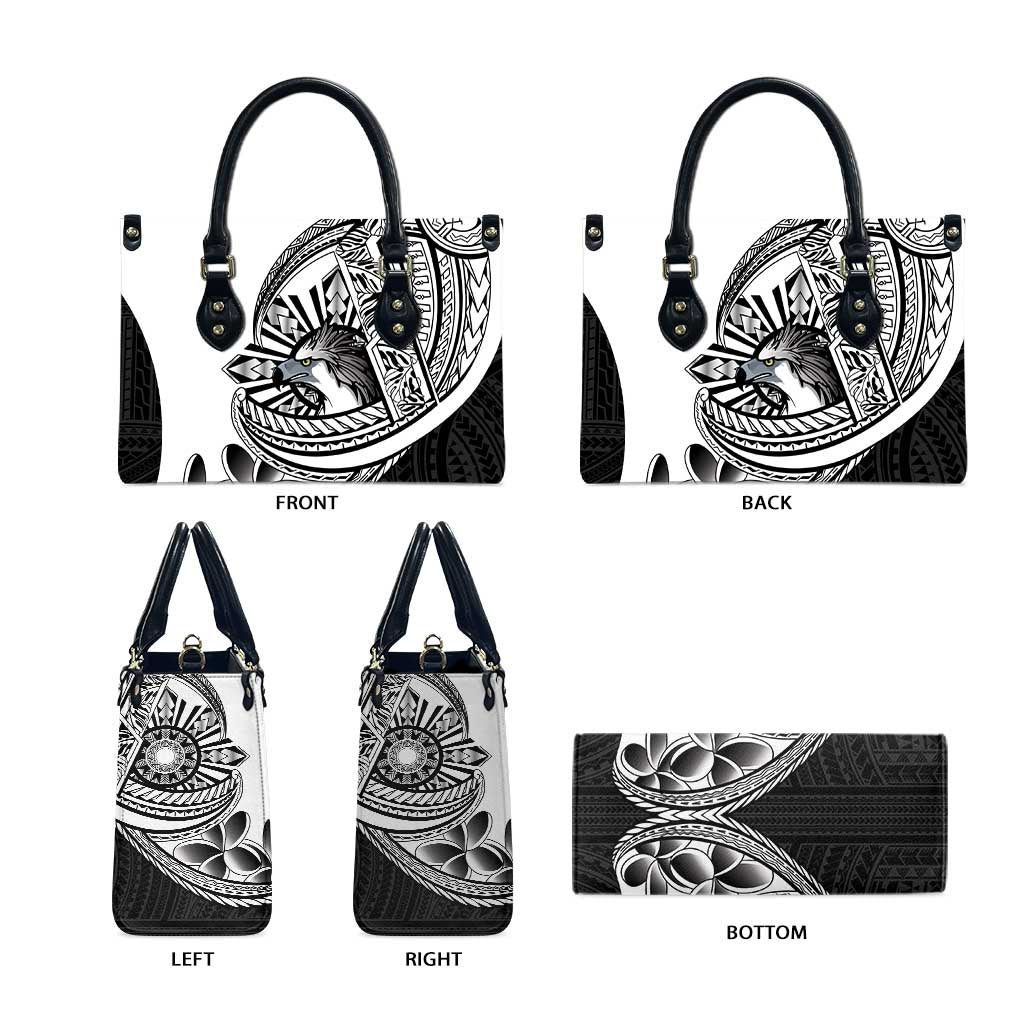 Philippines Eagle Sun Leather Bag Filipino Agila Polynesian Tattoo Black Color