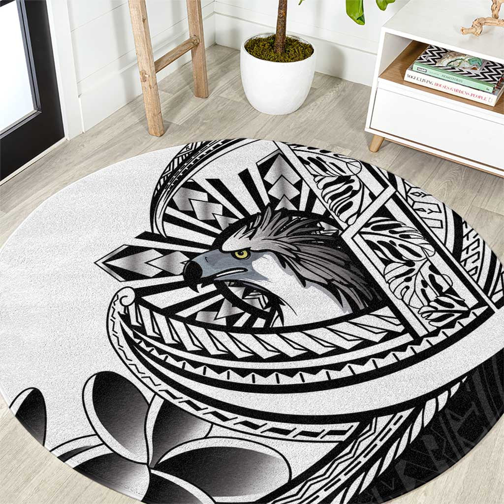 Philippines Eagle Sun Round Carpet Filipino Agila Polynesian Tattoo Black Color