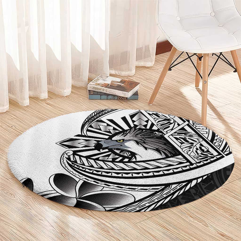 Philippines Eagle Sun Round Carpet Filipino Agila Polynesian Tattoo Black Color