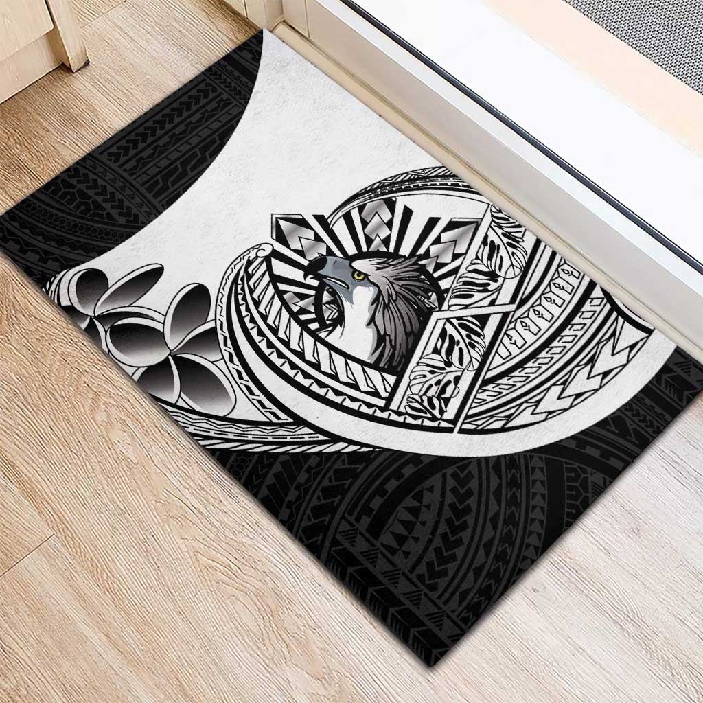 Philippines Eagle Sun Rubber Doormat Filipino Agila Polynesian Tattoo Black Color