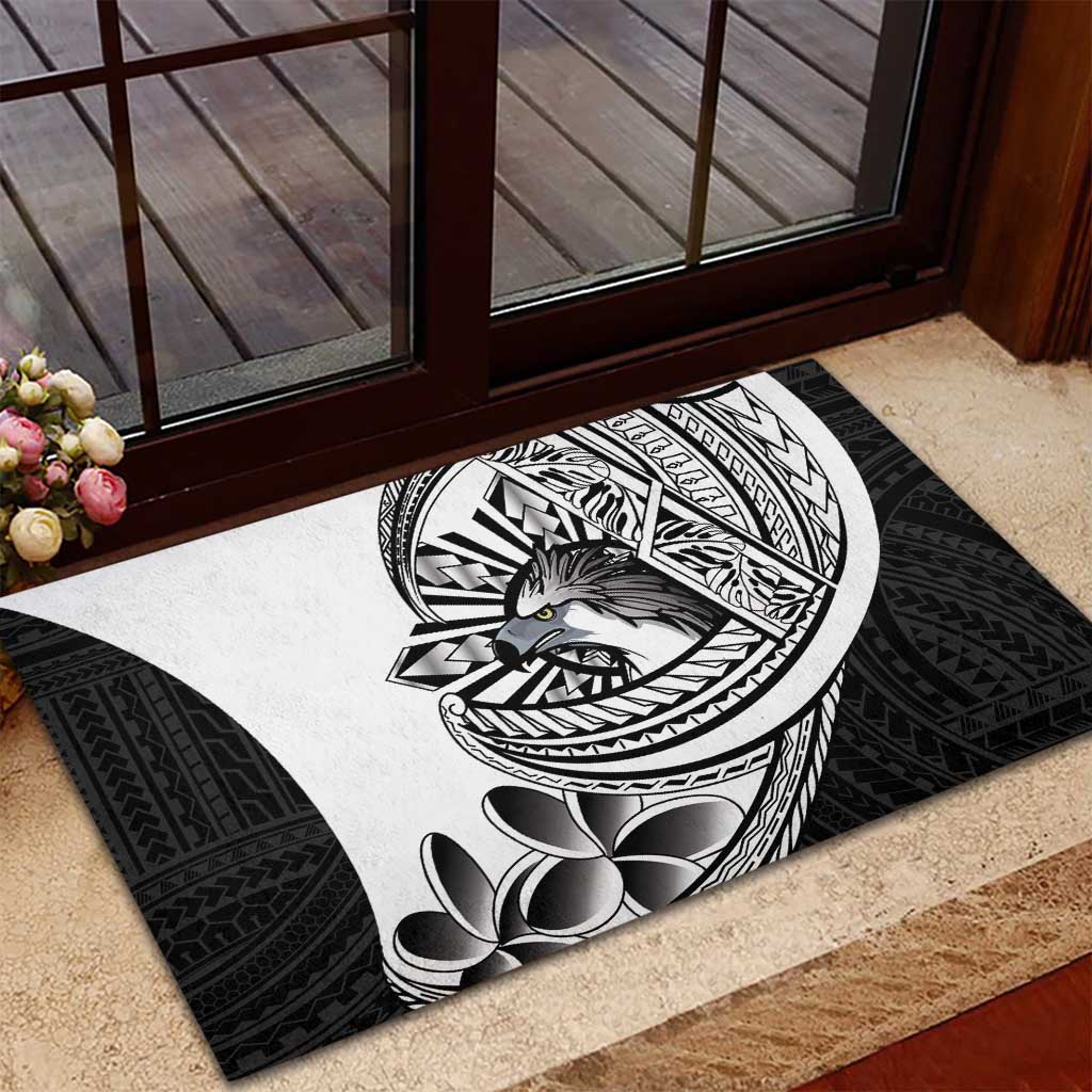 Philippines Eagle Sun Rubber Doormat Filipino Agila Polynesian Tattoo Black Color