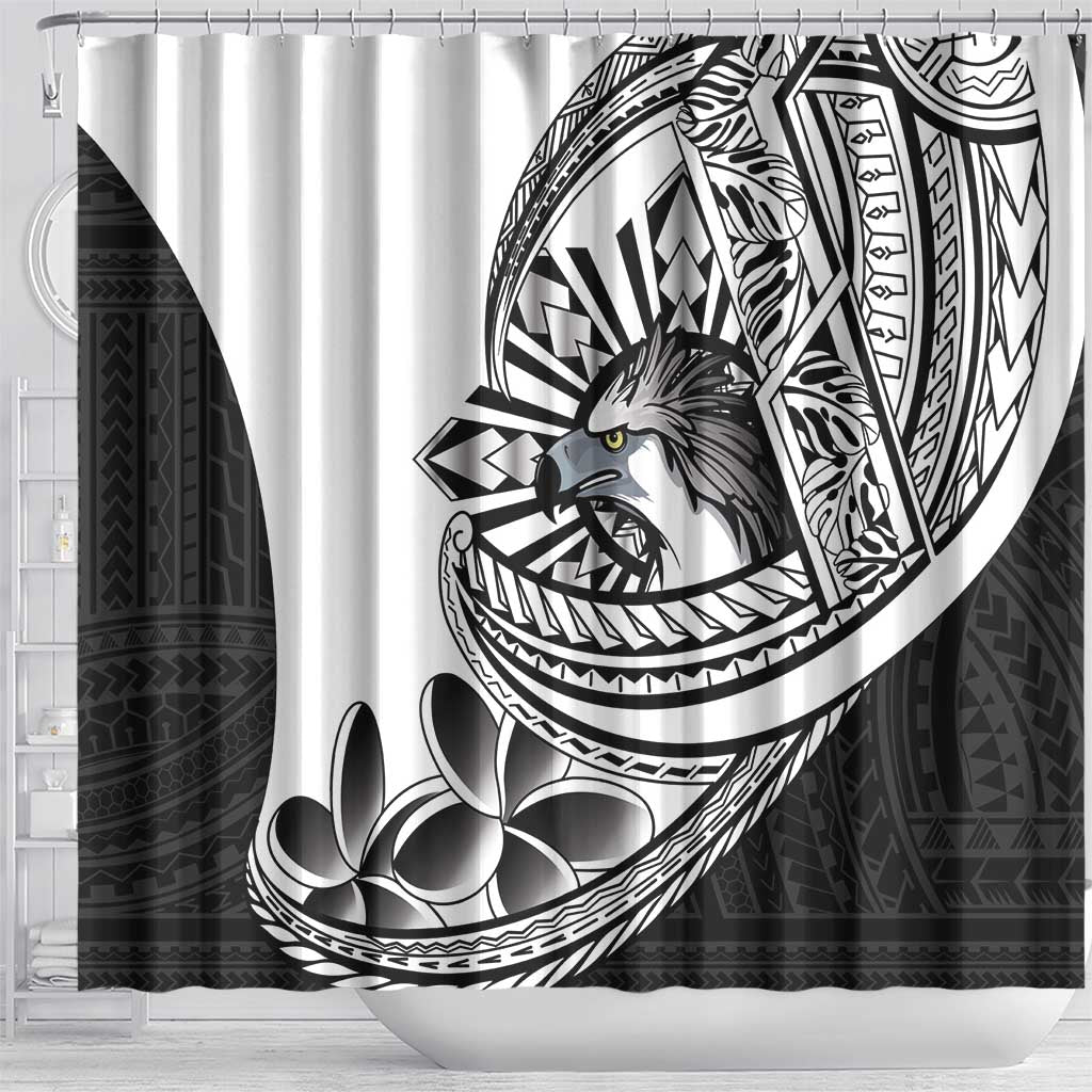 Philippines Eagle Sun Shower Curtain Filipino Agila Polynesian Tattoo Black Color