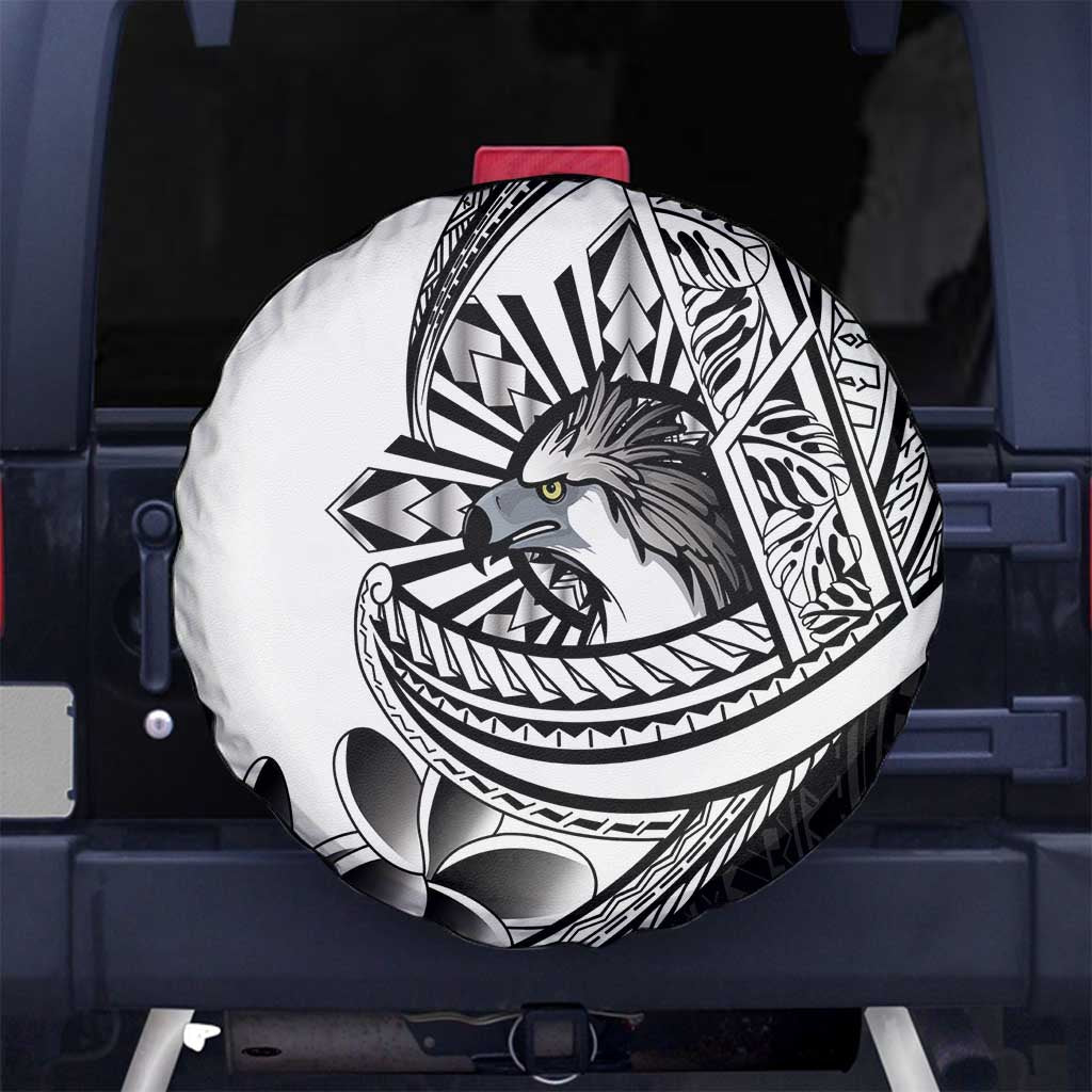 Philippines Eagle Sun Spare Tire Cover Filipino Agila Polynesian Tattoo Black Color LT14 No hole Black - Polynesian Pride