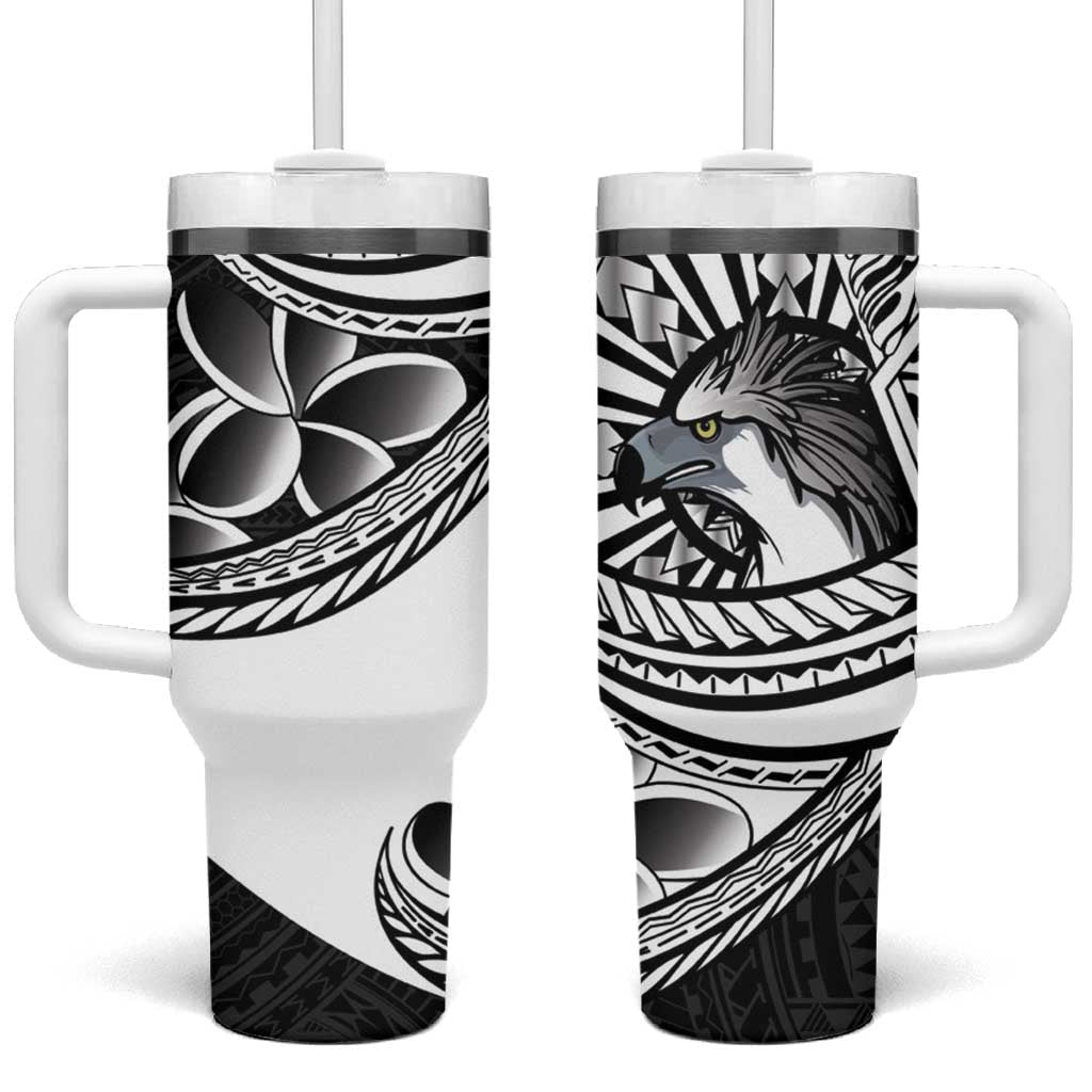 Philippines Eagle Sun Tumbler With Handle Filipino Agila Polynesian Tattoo Black Color LT14 One Size: 40 oz Black - Polynesian Pride