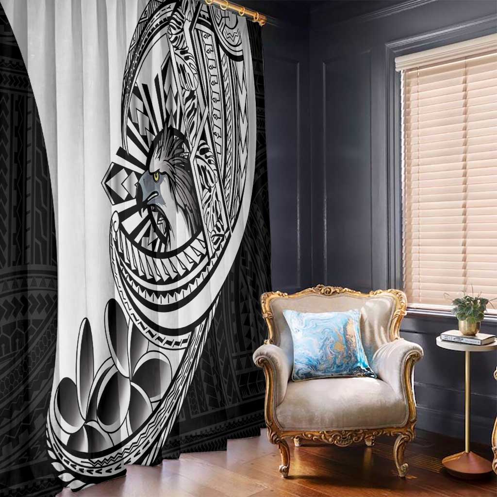 Philippines Eagle Sun Window Curtain Filipino Agila Polynesian Tattoo Black Color