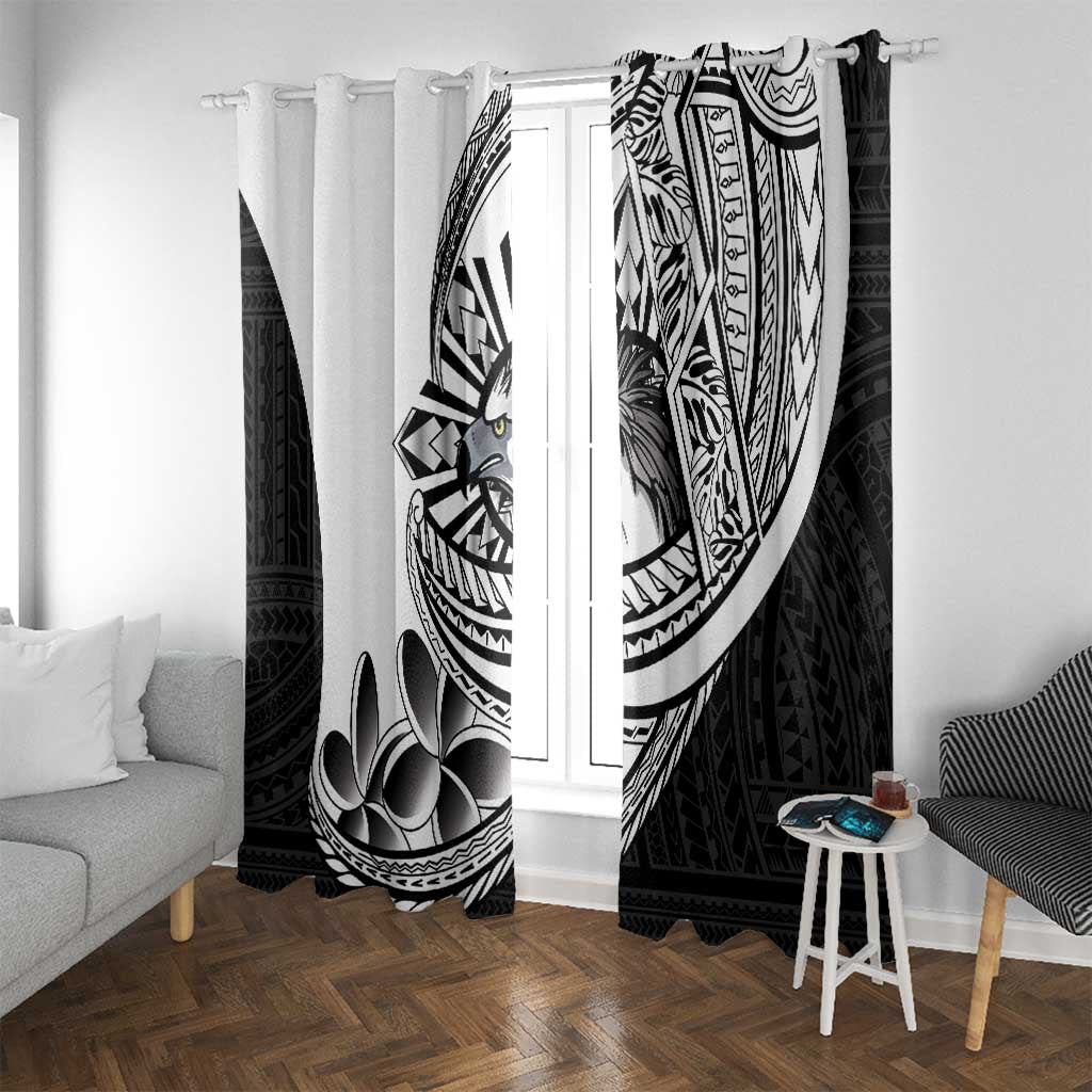 Philippines Eagle Sun Window Curtain Filipino Agila Polynesian Tattoo Black Color