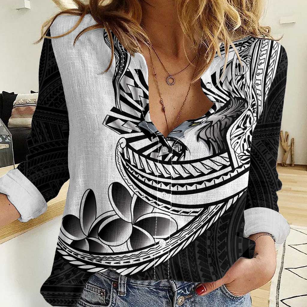 Philippines Eagle Sun Women Casual Shirt Filipino Agila Polynesian Tattoo Black Color LT14 Female Black - Polynesian Pride