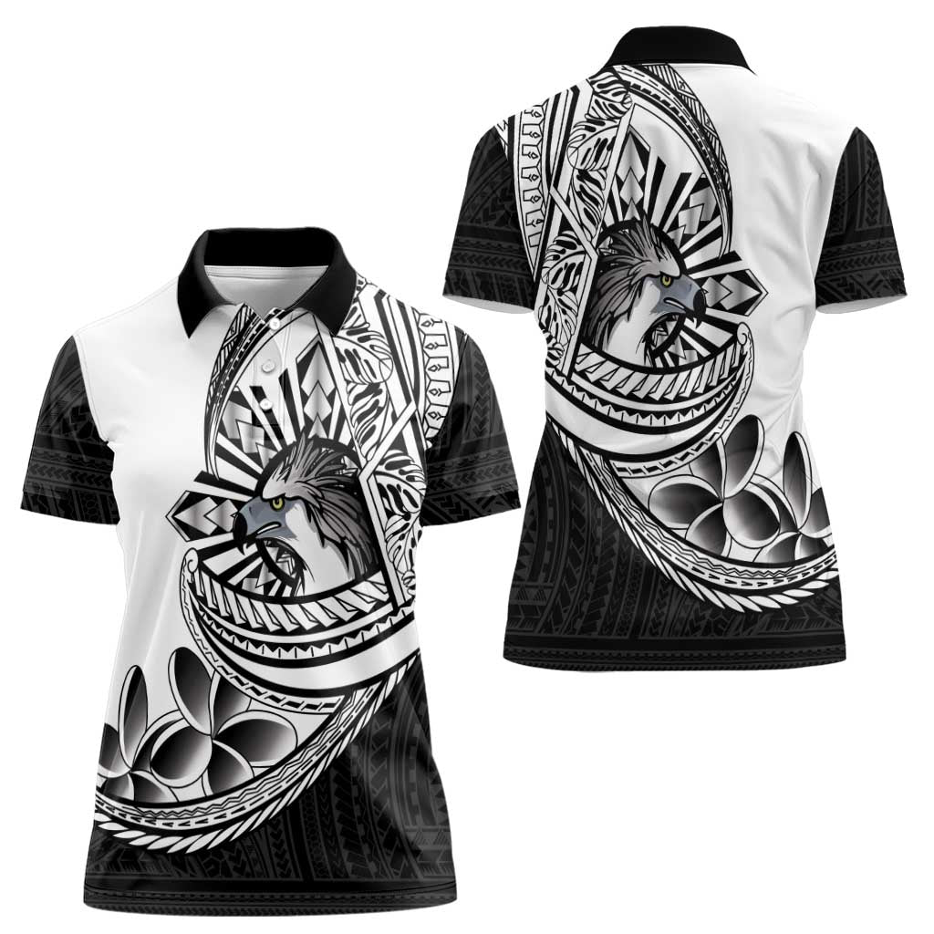 Philippines Eagle Sun Women Polo Shirt Filipino Agila Polynesian Tattoo Black Color LT14 - Polynesian Pride