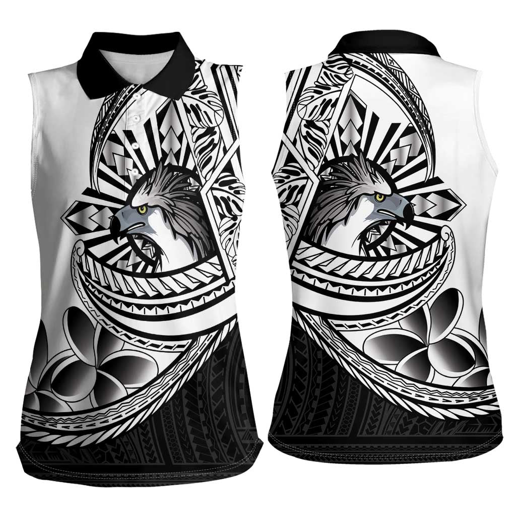 Philippines Eagle Sun Women Sleeveless Polo Shirt Filipino Agila Polynesian Tattoo Black Color LT14 - Polynesian Pride