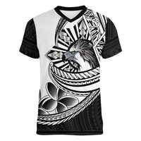 Philippines Eagle Sun Women V-Neck T-Shirt Filipino Agila Polynesian Tattoo Black Color