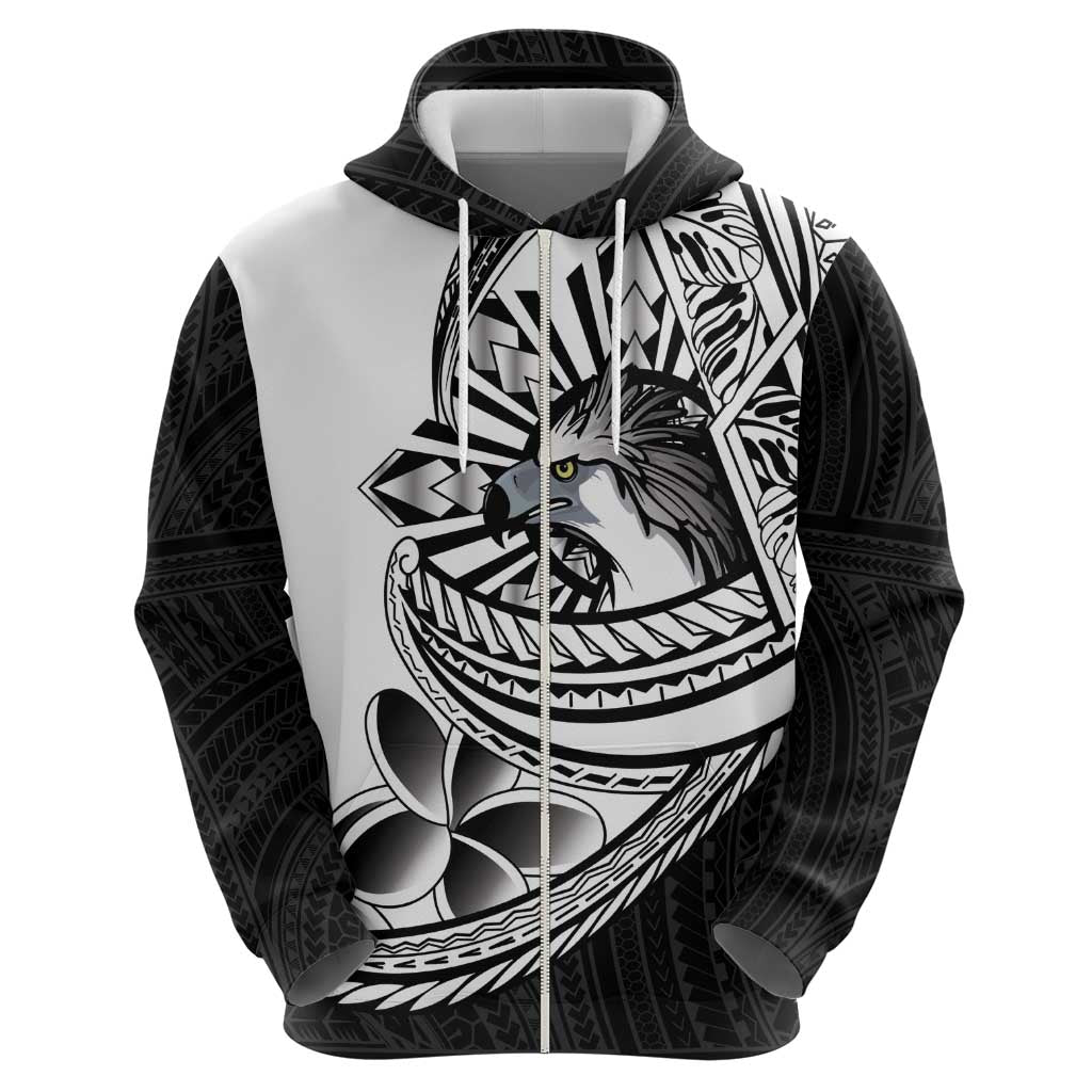 Philippines Eagle Sun Zip Hoodie Filipino Agila Polynesian Tattoo Black Color LT14 - Polynesian Pride
