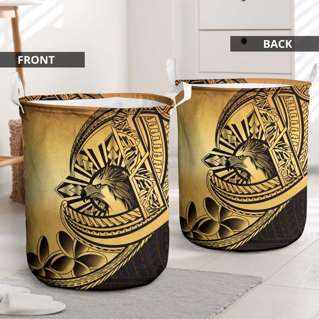 Philippines Eagle Sun Laundry Basket Filipino Agila Polynesian Tattoo Gold Color