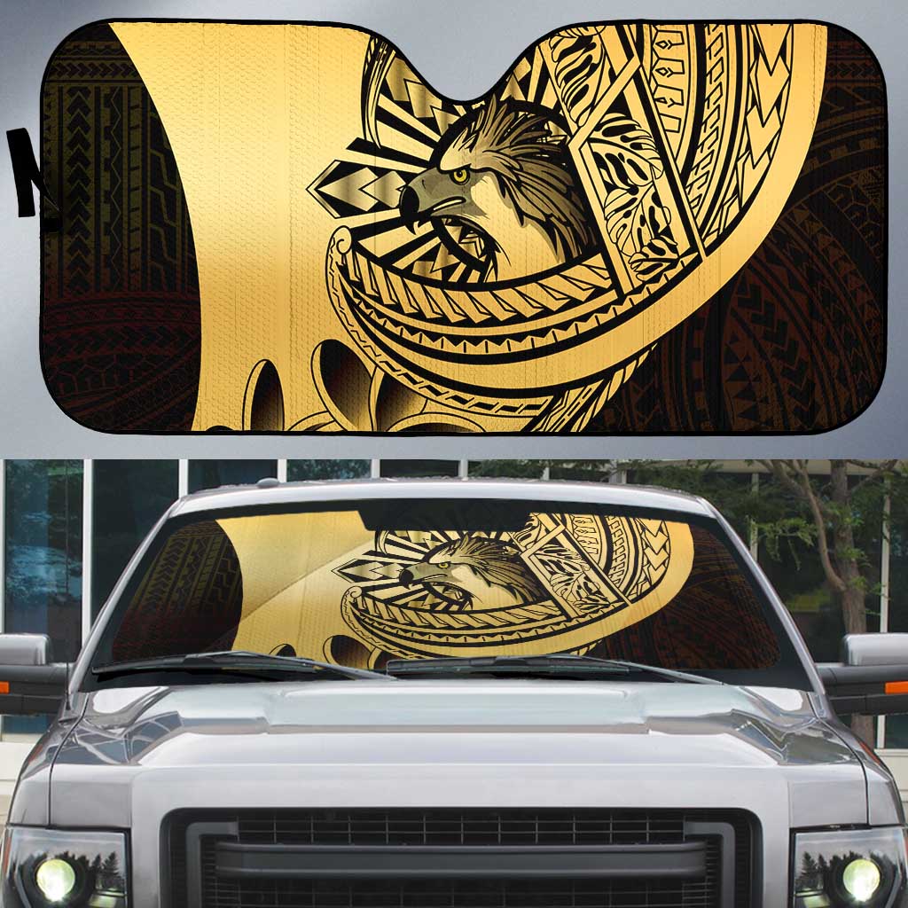 Philippines Eagle Sun Auto Sun Shade Filipino Agila Polynesian Tattoo Gold Color