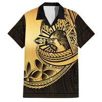 Philippines Eagle Sun Family Matching Off Shoulder Maxi Dress and Hawaiian Shirt Filipino Agila Polynesian Tattoo Gold Color LT14 Dad's Shirt - Short Sleeve Gold - Polynesian Pride