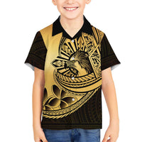 Philippines Eagle Sun Family Matching Off Shoulder Maxi Dress and Hawaiian Shirt Filipino Agila Polynesian Tattoo Gold Color LT14 Son's Shirt Gold - Polynesian Pride