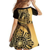 Philippines Eagle Sun Family Matching Tank Maxi Dress and Hawaiian Shirt Filipino Agila Polynesian Tattoo Gold Color LT14 - Polynesian Pride