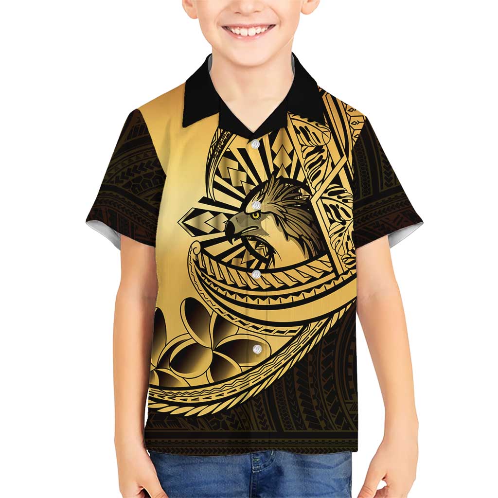 Philippines Eagle Sun Family Matching Tank Maxi Dress and Hawaiian Shirt Filipino Agila Polynesian Tattoo Gold Color LT14 Son's Shirt Gold - Polynesian Pride