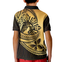 Philippines Eagle Sun Kid Polo Shirt Filipino Agila Polynesian Tattoo Gold Color