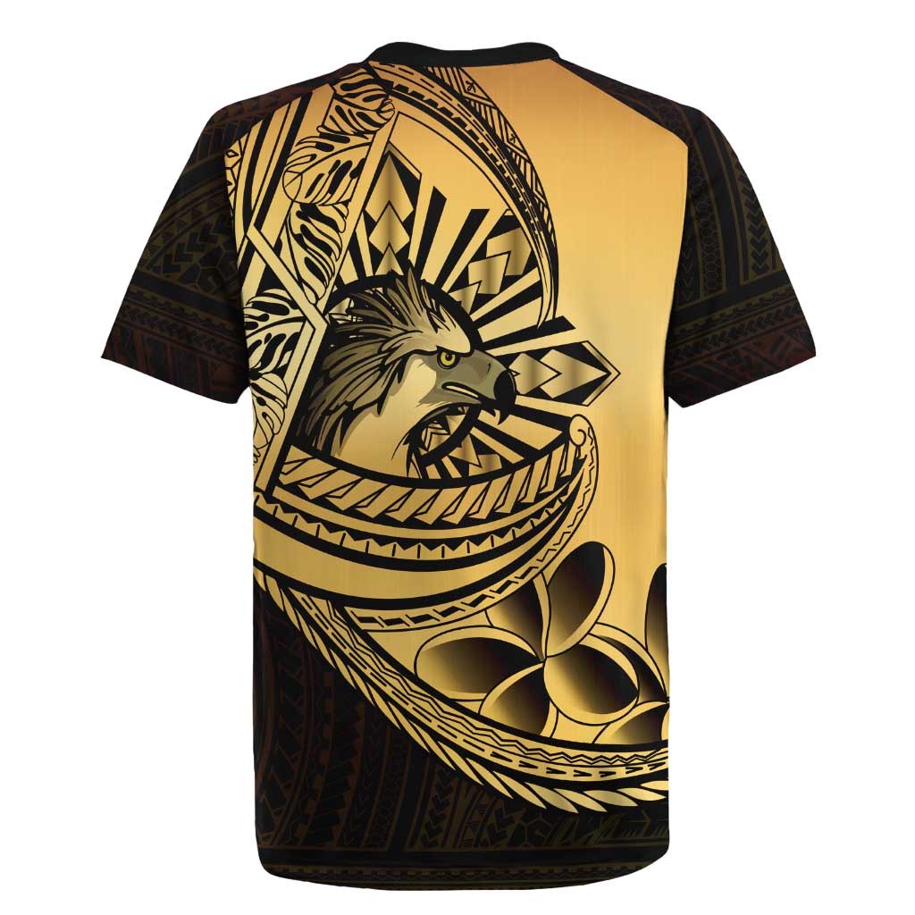 Philippines Eagle Sun Rugby Jersey Filipino Agila Polynesian Tattoo Gold Color