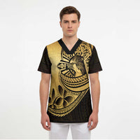 Philippines Eagle Sun Scrub Top Filipino Agila Polynesian Tattoo Gold Color