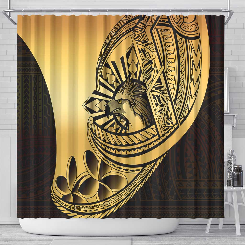Philippines Eagle Sun Shower Curtain Filipino Agila Polynesian Tattoo Gold Color