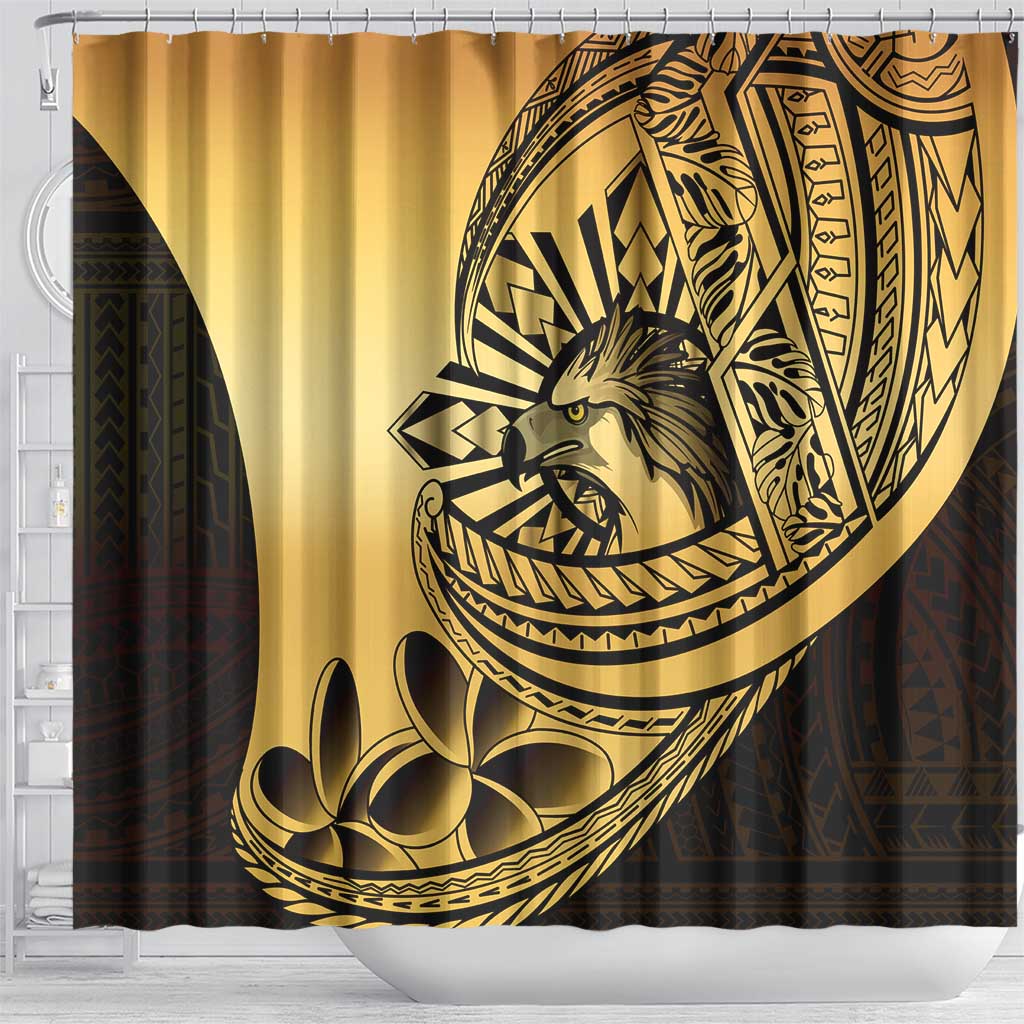 Philippines Eagle Sun Shower Curtain Filipino Agila Polynesian Tattoo Gold Color