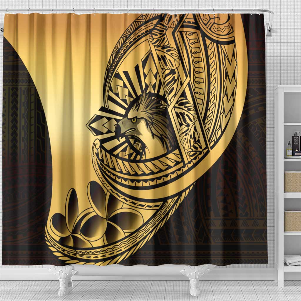 Philippines Eagle Sun Shower Curtain Filipino Agila Polynesian Tattoo Gold Color