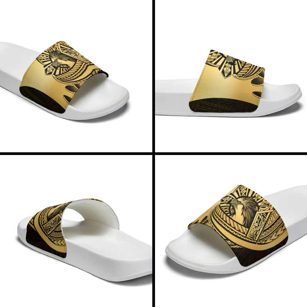Philippines Eagle Sun Slide Sandals Filipino Agila Polynesian Tattoo Gold Color