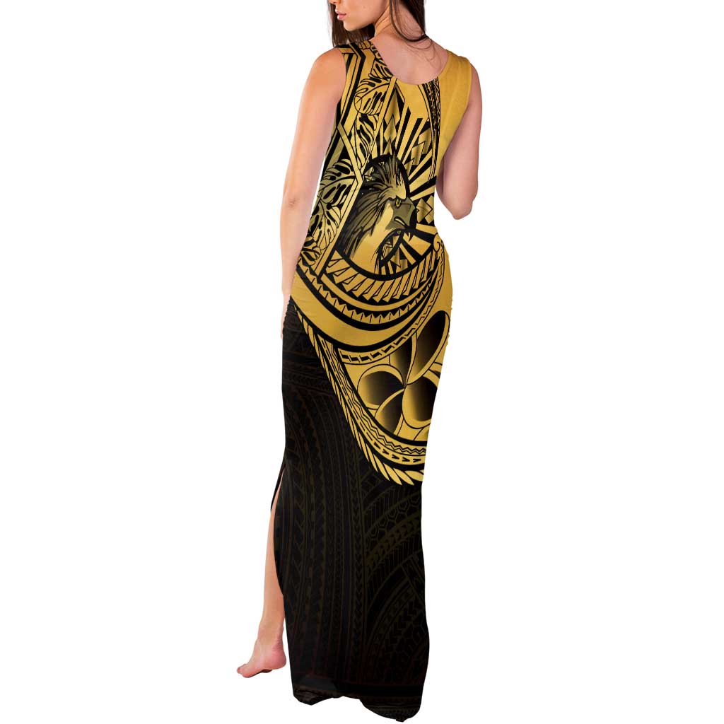 Philippines Eagle Sun Tank Maxi Dress Filipino Agila Polynesian Tattoo Gold Color